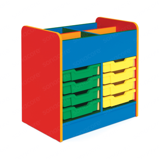 Tray Unit - 4x4 with Top Storage - Colour Burst - with 16 F1 Gratnells Trays