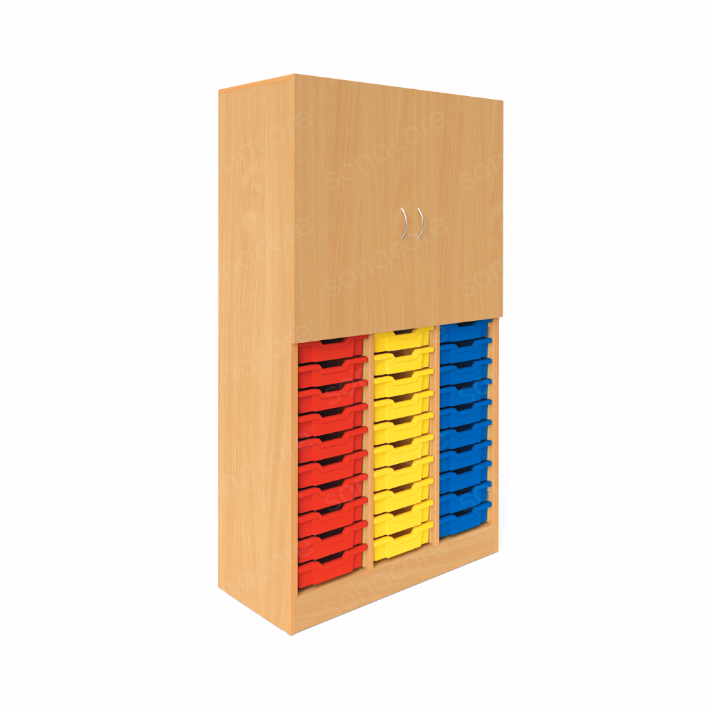 Tray Unit - Half & Half with Top Shutter- 10x3 - with 30 F1 Gratnells Trays