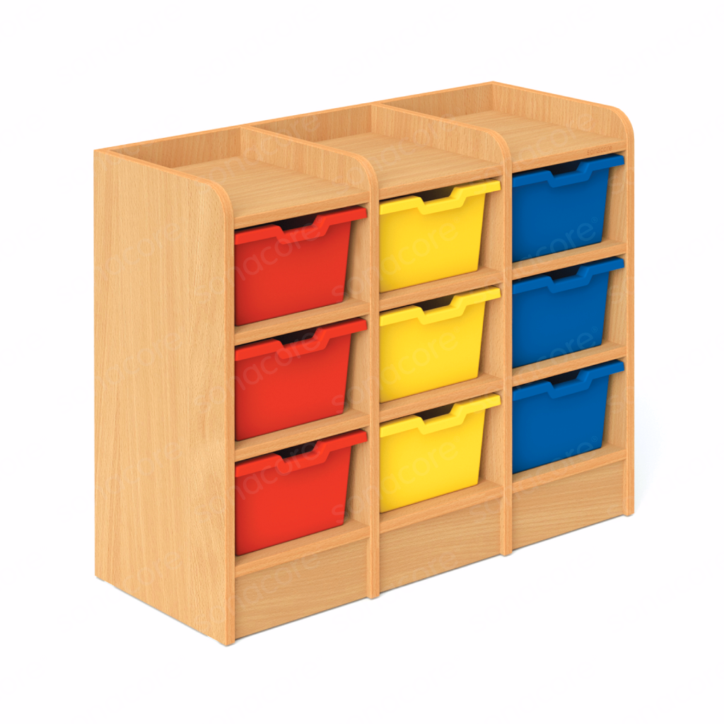 Cubby Tray Unit - 3x3 - with 9 Gratnells J2 Deep Trays