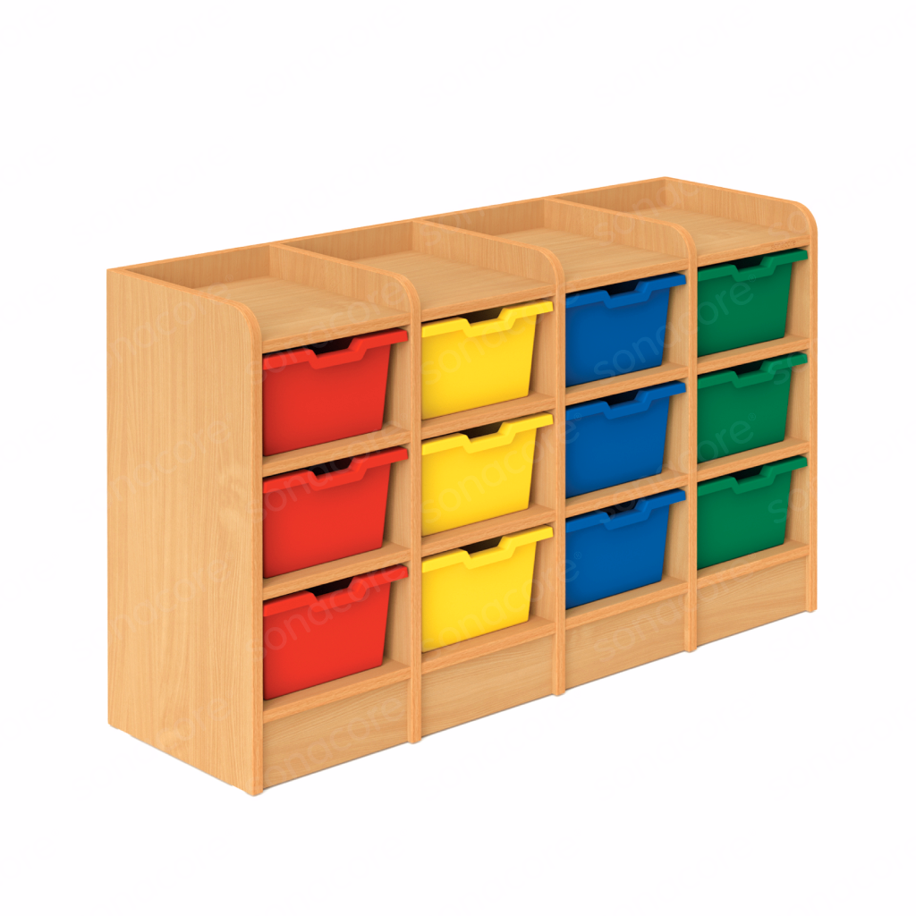 Cubby Tray Unit - 3x4 - with 12 Gratnells J2 Deep Trays