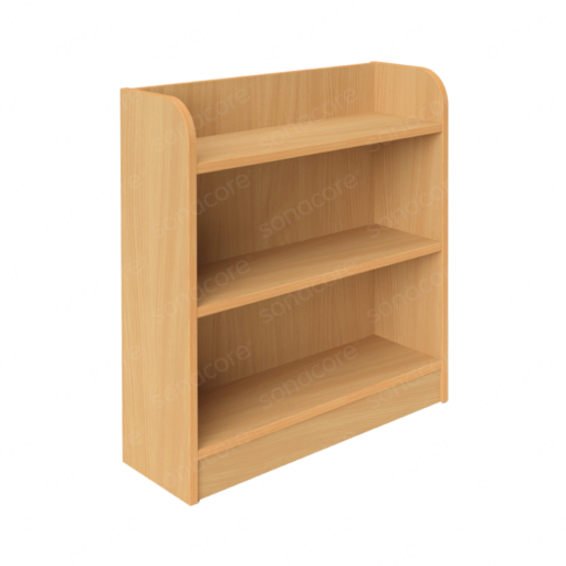 Library Bookshelf - Single Sided - 3 Level - Bav Beech Finish