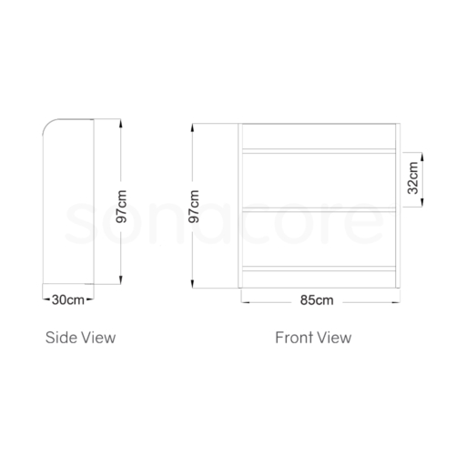 Library Bookshelf - Single Sided - 3 Level - Bav Beech Finish - Image 2