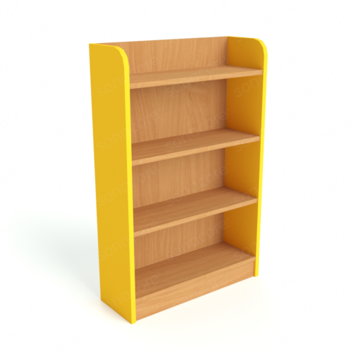 Library Bookshelf - Single Sided - 4 Level - Yellow