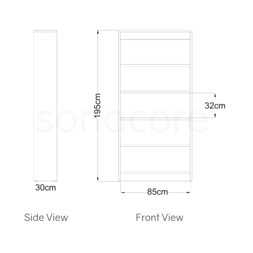 Library Bookshelf - Single Sided - 5 Level - Bav Beech Finish - Image 2