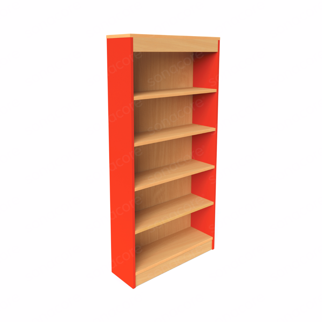 Library Bookshelf - Single Sided - 5 Level - Red