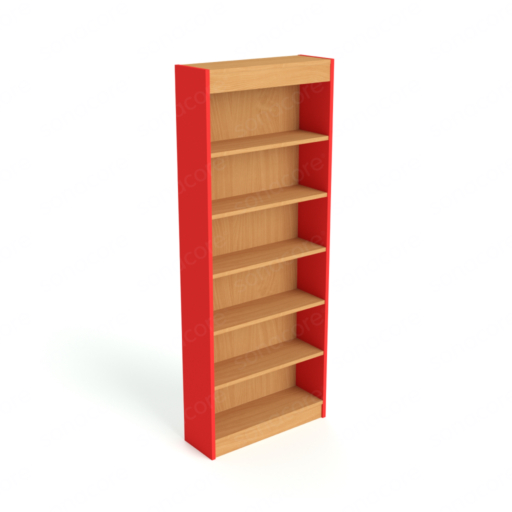 Library Bookshelf - Single Sided - 6 Level - Red