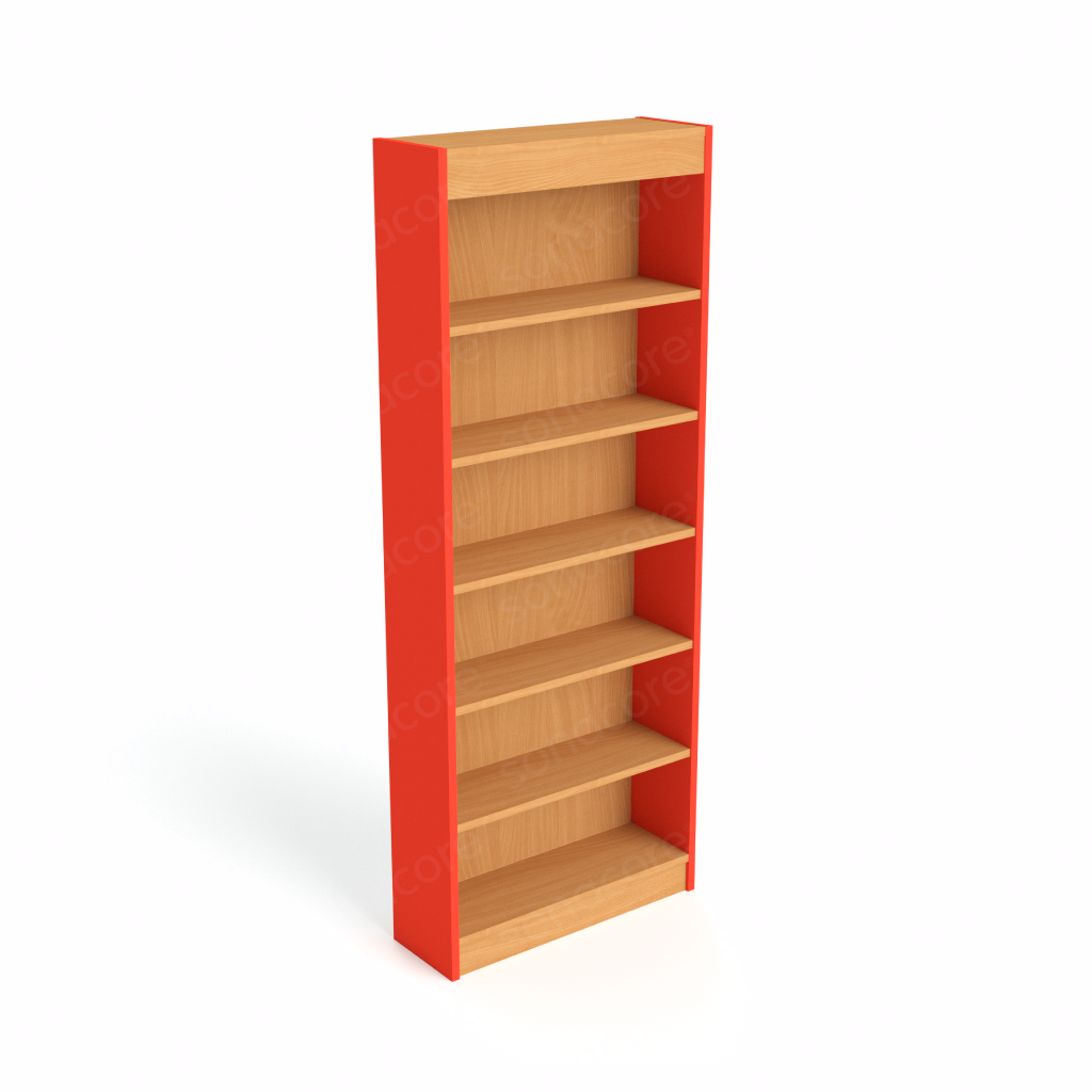 Library Bookshelf - Single Sided - 6 Level - Red