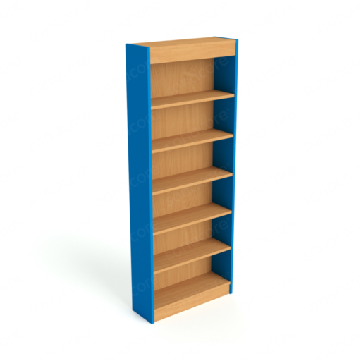 Library Bookshelf - Single Sided - 6 Level - Blue