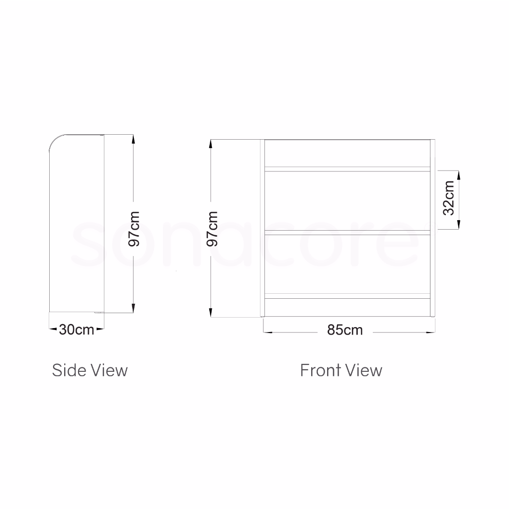 Library Bookshelf - Double Sided - 3 Level - Bav Beech Finish - Image 2