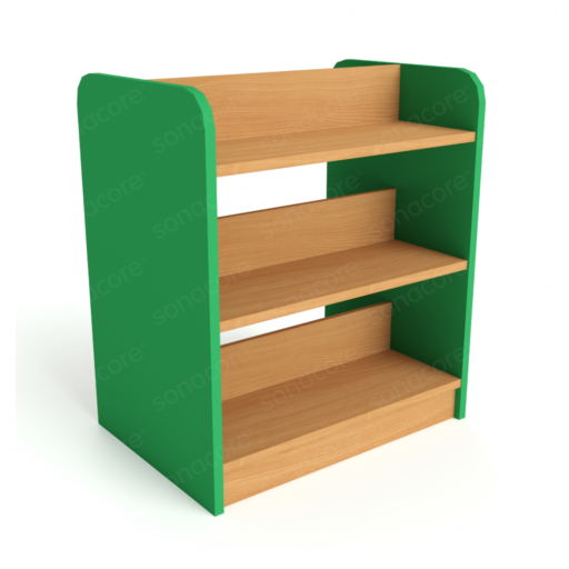 Library Bookshelf - Double Sided - 3 Level - Green