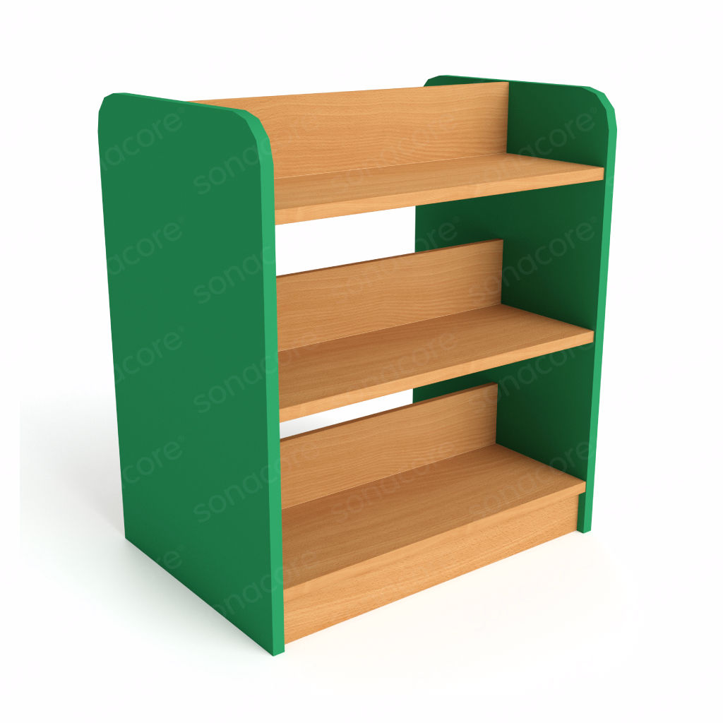 Library Bookshelf - Double Sided - 3 Level - Green