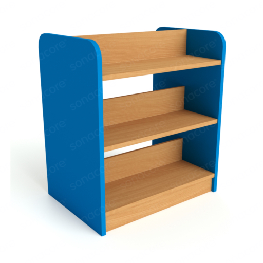 Library Bookshelf - Double Sided - 3 Level - Blue