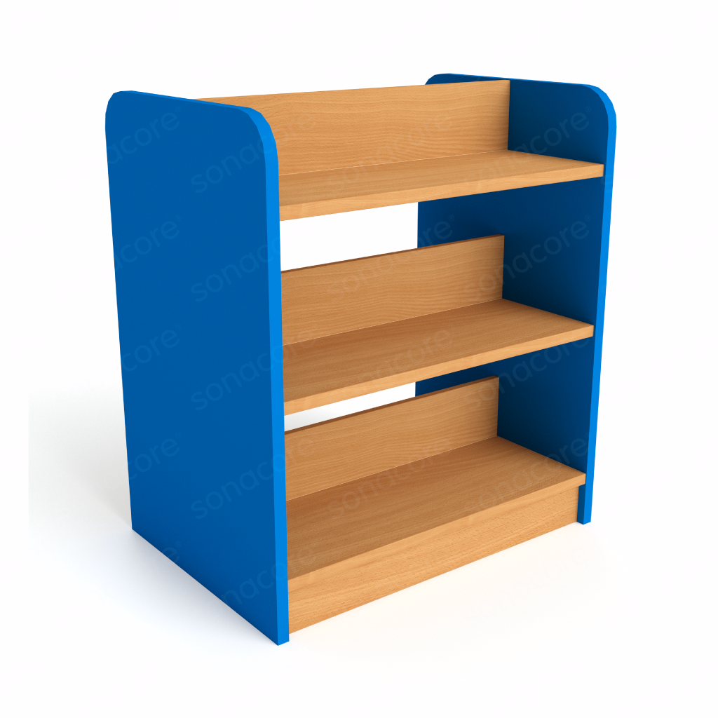 Library Bookshelf - Double Sided - 3 Level - Blue