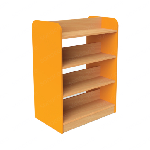 Library Bookshelf - Double Sided - 4 Level - Yellow