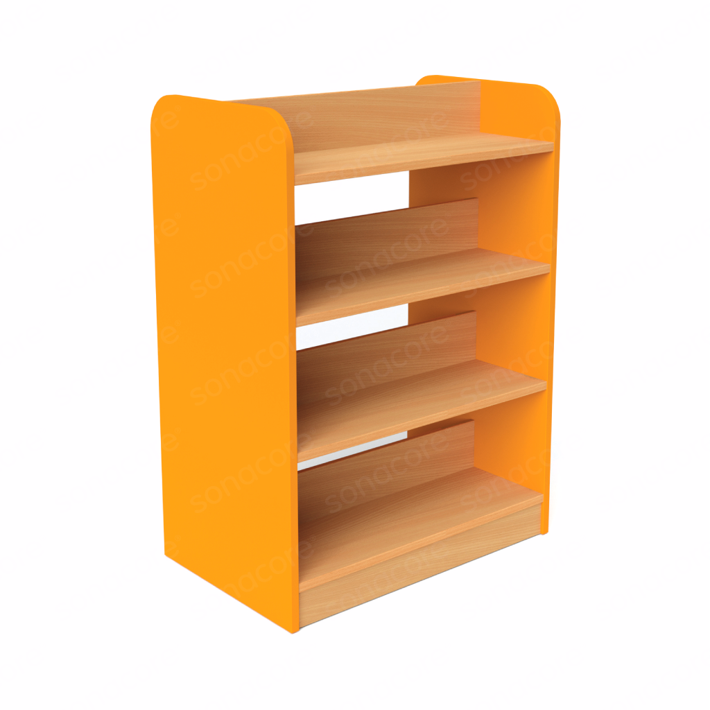 Library Bookshelf - Double Sided - 4 Level - Yellow