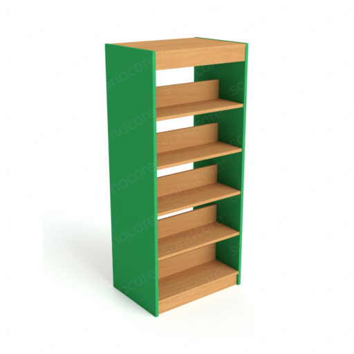Library Bookshelf - Double Sided - 5 Level - Green