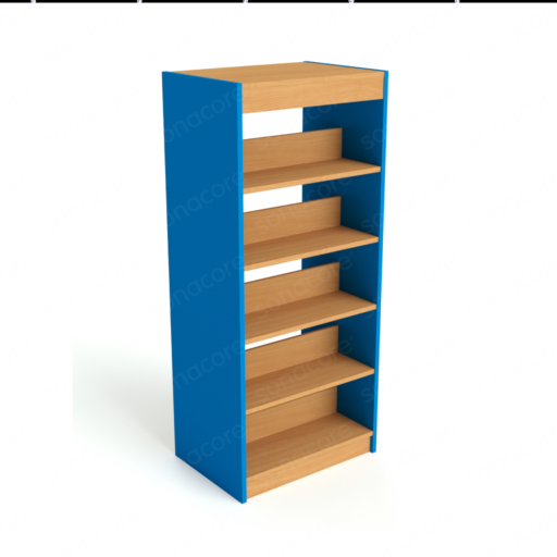 Library Bookshelf - Double Sided - 5 Level - Blue