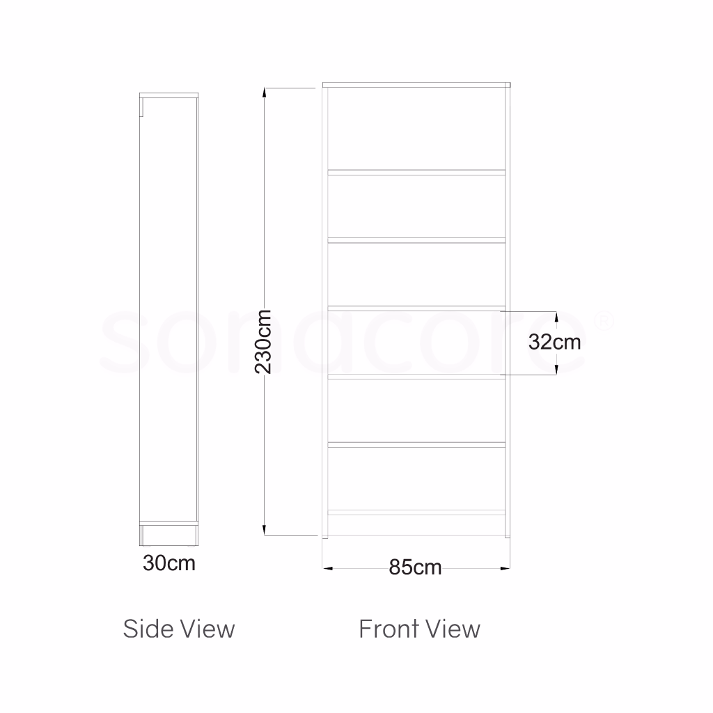 Library Bookshelf - Double Sided - 6 Level - Bav Beech Finish - Image 2