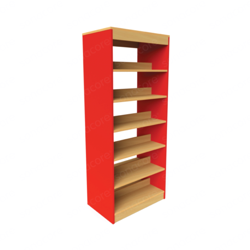 Library Bookshelf - Double Sided - 6 Level - Red
