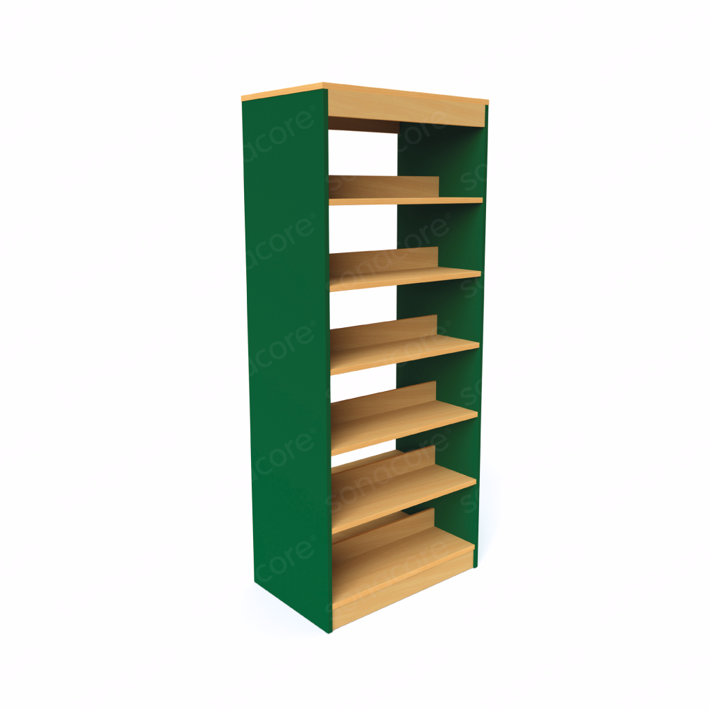 Library Bookshelf - Double Sided - 6 Level - Green