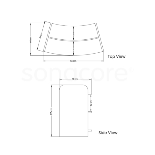 Library Bookshelf - Curved Double Sided - 3 Level - Bav Beech Finish - Image 2