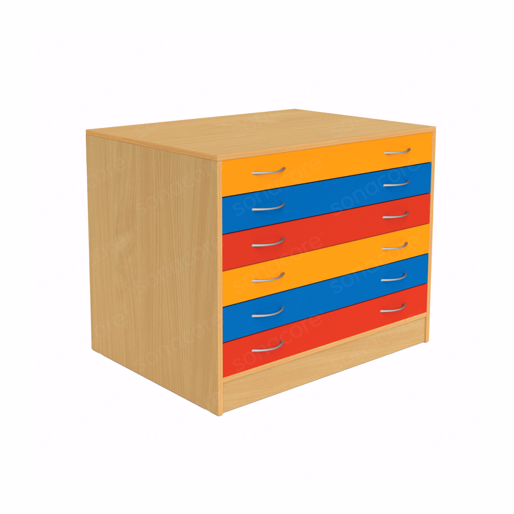 Art Sheet Storage with Drawers for A1 & B1 Sheets - Colour Burst